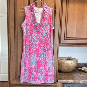 Pink and Blue sporty golf Sleeveless Dress